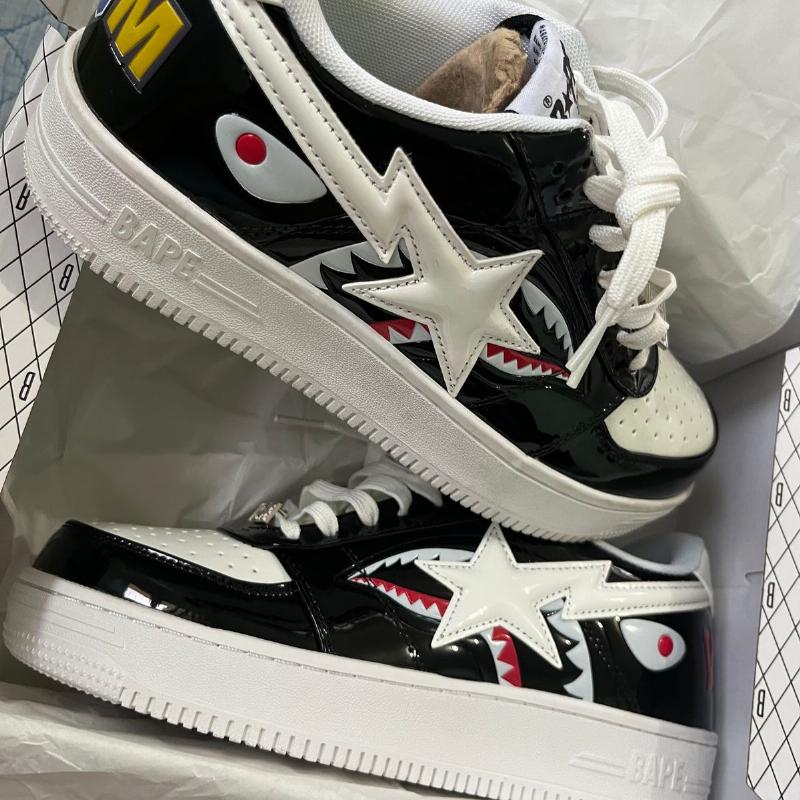 A Bathing Ape Bape Sta Low Bloque de color Tiburón Negro